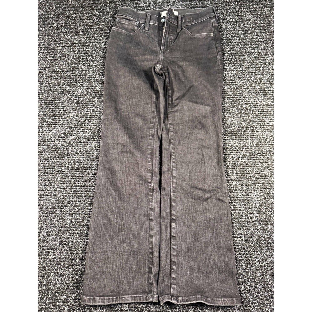 Madewell Mid-Rise Kick Out Jeans Womens 26 Black Cropped Flare Stretch Denim